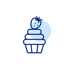 Cupcake with strawberry. Desserts, sweet snacks and bakery. Pixel perfect, editable stroke vector icon