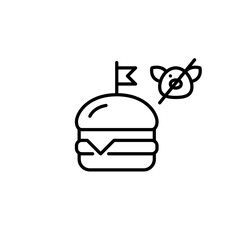 Craft cheeseburger with no pork symbol. Pixel perfect, editable stroke vector icon