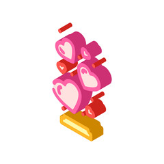 fly heart isometric icon vector illustration