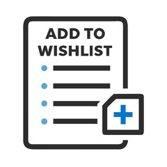 Add to wishlist icon with checklist and plus sign