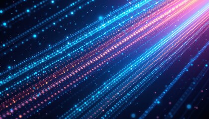 Dynamic Diagonal Lines Abstract Art with Luminous Dots and Gradient Colors