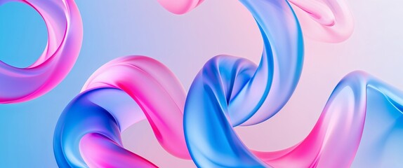 Fototapeta premium blue pink gradient translucent spiral twists abstract pattern abstract on plain white background illustration design concept backdrop