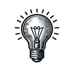 Fototapeta premium Bulb light engrave logo icon design illustration