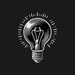 Bulb light engrave logo icon design illustration