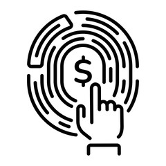 Fingerprint payment method icon in linear style 