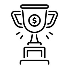 A line style icon of a money prize trophy 