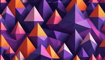 Fototapeta premium Abstract Geometric Pattern Vibrant Purple, Orange, and Pink Polygonal Shapes