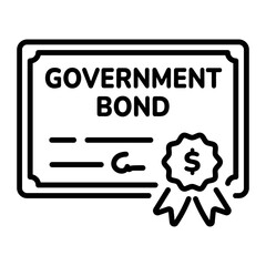 A line style icon depicting a government bond 