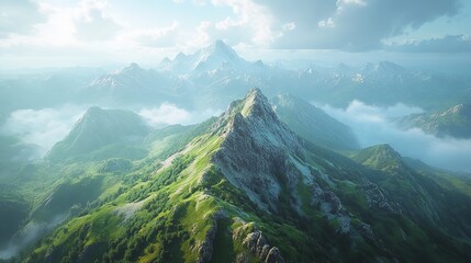 Enchanted Forest Sunrise with Sunbeams and Glittering Air Particles