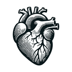 heart organ engrave logo icon design illustration