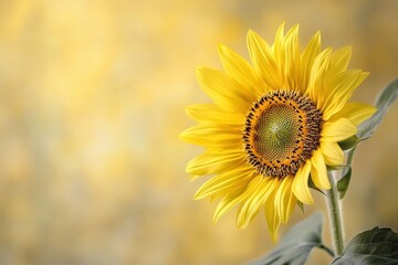Obraz premium A single beautiful sunflower blooms in the warm daylight setting