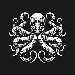 Kraken engrave logo icon design illustration
