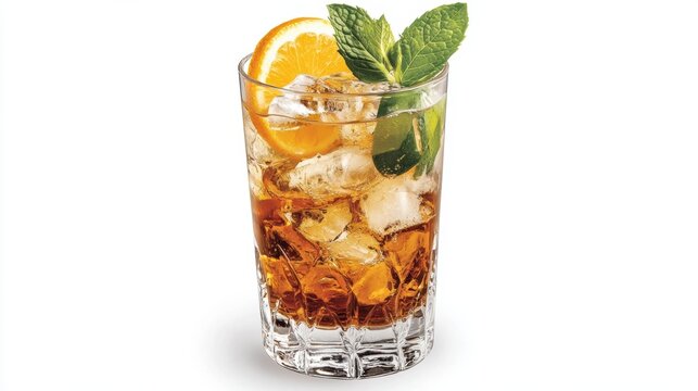 A tall glass of crystal, its surface adorned with a thin ribbon of citrus peel, held the elixir of refreshment: a vibrant mix of gin and tonic, topped with a slice of lime and a sprig of mint.