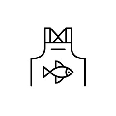 Fish on apron. Seafood store or restaurant. Pixel perfect, editable stroke vector icon