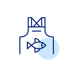 Fish on apron. Seafood store or restaurant. Pixel perfect, editable stroke vector icon