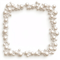 Fototapeta premium Pearl Frame Background Elegant Border with Shiny White Beads Wedding Invitation Design