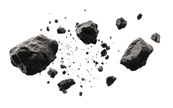 Asteroid Field Illustration on Transparent Background – Stunning Space-Themed PNG