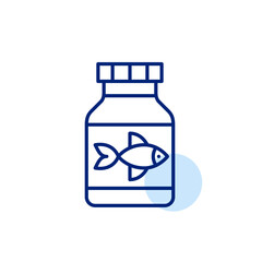 Fish oil pills in a bottle. Healthy fats, omega supplements. Pixel perfect, editable stroke vector icon