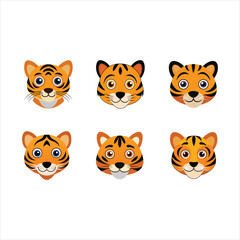 Fototapeta premium set of tiger head icon on white background