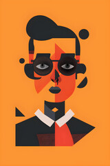 Minimalist Vector Avatar of Stylized Human Character with Distinct Facial Expressions and Accessories
