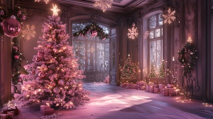 Fototapeta premium its beginning to look a lot like christmas, pink vibes