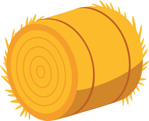 Vector hay bale with straw details, A vector illustration of a yellow hay bale with visible straw details protruding from the edges, showing a smooth rolled shape.    © MstParul