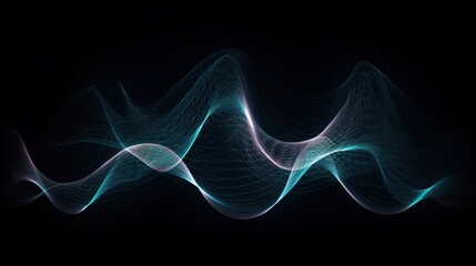 Minimalist abstract digital pulse wave forming symmetrical loops in deep space