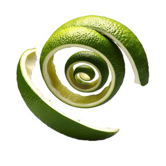 Vibrant Green Lime Peel Spiral Detailed Digital Rendering of Citrus Texture