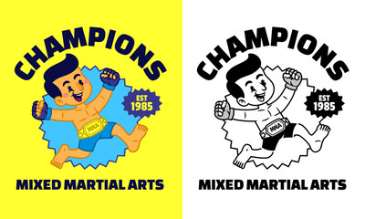 Retro Mascot Logo Illustrastion of MMA Fighter