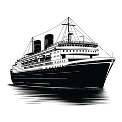 Fototapeta premium Cruising Silhouette, Vector, Icon, Logo, White Background.