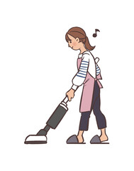 掃除をする主婦のイラスト