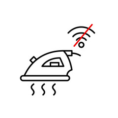 Washing machine and no wi-fi symbol. Manual operation only. Smart home laundry disconnected. Pixel perfect, editable stroke vector icon