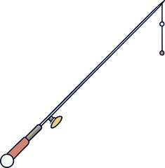 Fishing Rod Vector Illustration, A vector illustration of a fishing rod with a line and hook, designed with a sleek, minimalistic style.
