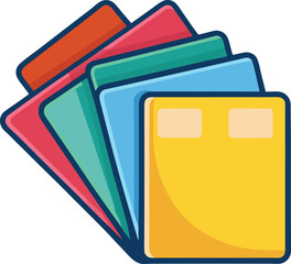 Colorful File Folders Vector Illustration, A vibrant vector illustration of stacked file folders in different colors, representing organization and office supplies.
