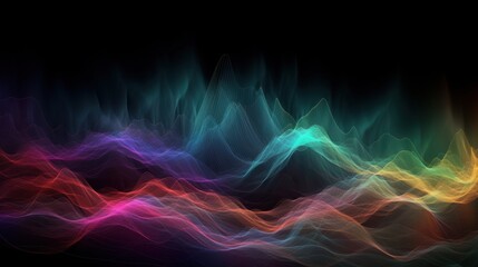 Obraz premium Softly glowing, multicolored dust waves in an abstract and futuristic digital display.