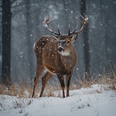 Fototapeta premium deer in the snow