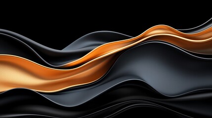 Obraz premium Elegant Black and Gold Silk Fabric Flowing Abstractly for Luxury Designs