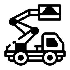 Glyph vector icon depicting construction boom lift 