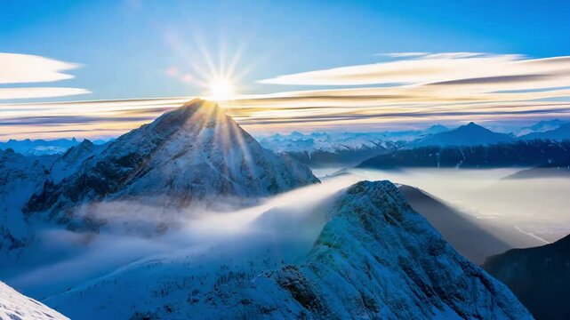 The magnificent snow-capped mountain scenery