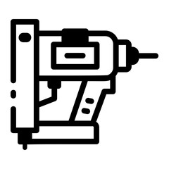 A glyph style icon of a nail gun tool 

