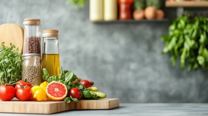 A nutritious meal with fresh vegetables and proteins reflects the balance between diet and exercise as key elements of weight loss, and embodies the commitment to a healthy lifestyle.
