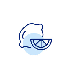 Citrus fruit with slice. Lemon for freshness, vitamins and healthy eating. Pixel perfect, editable stroke vector icon