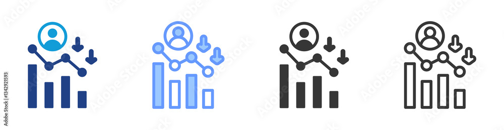 Aufkleber churn rate icon set multiple style collection