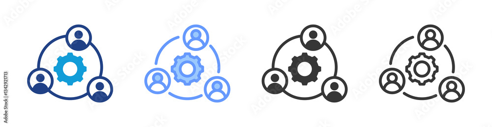Poster teamwork icon set multiple style collection