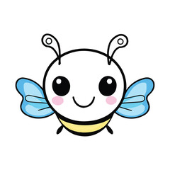 Obraz premium Cute Cartoon Bee with Blue Wings