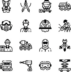 Bundle of Glyph Style Engineering Icons 