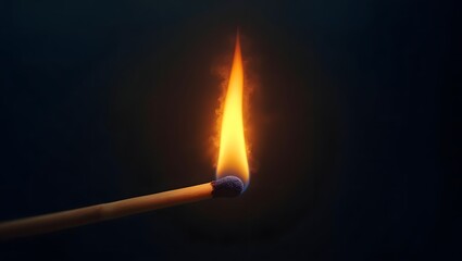 burning match on black background