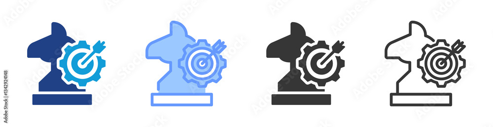 Poster strategic control icon set multiple style collection