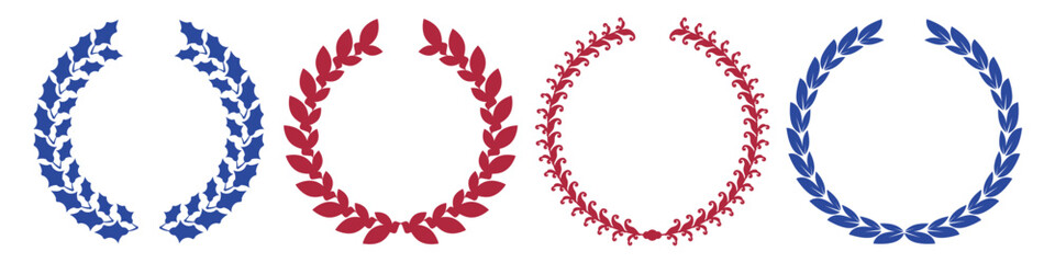 American wreath set. Flat vector illustration isolated on white © Ivan Burchak