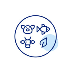 Obraz premium Pork, beef, fish or vegetables as sources of protein. Diet restrictions. Restaurant or takeaway menu. Pixel perfect, editable stroke vector icon